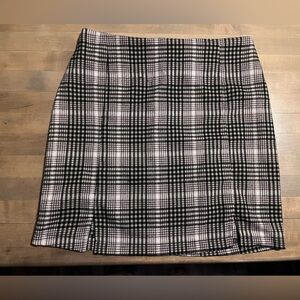 Black, White and light pink Plaid Mini Skirt